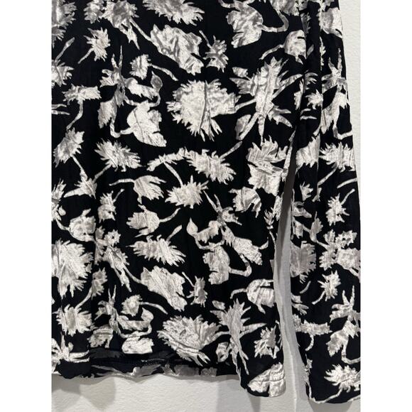 St Michael Marks & Spencer Velvet Burnout Long Sleeve Top Whimsigoth Foliage - Picture 4 of 10